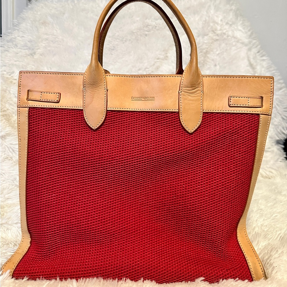 Dooney & Bourke Red/Tan Leather Mesh Front Vintage Structured Bag